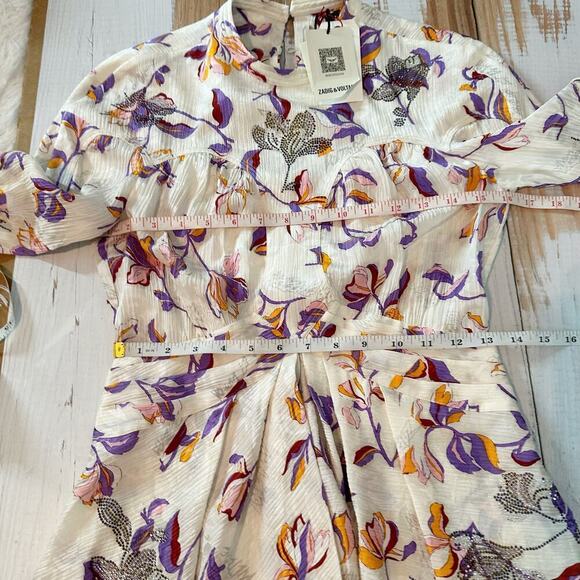 Zadig & Voltaire Rivage Jac Cut Flowers Silk-Blend Dress Size XS - Picture 10 of 14